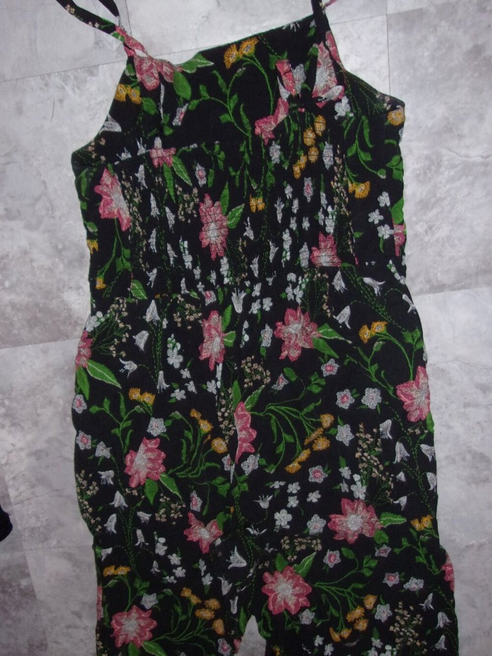 size extra large jumpsuit pant suit pantsuit womens blue floral one piece - Picture 4 of 4
